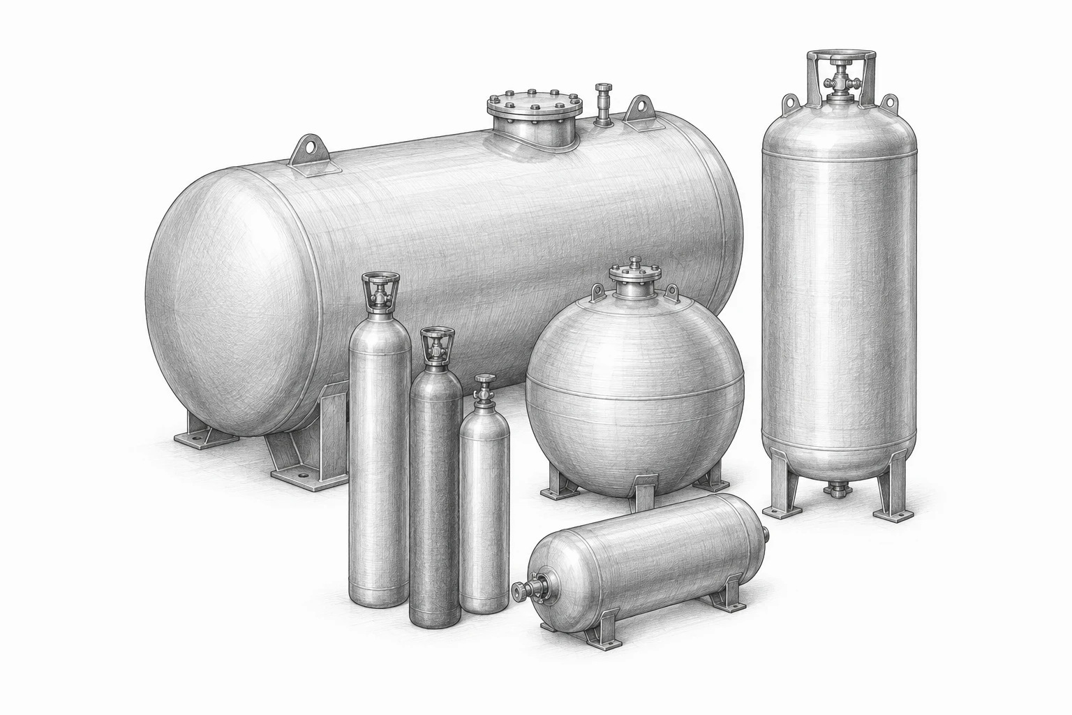 Емкости из черных металлов и алюминия для сжатых или сжиженных газов прочие, не включенные в другие группировки — основной вид