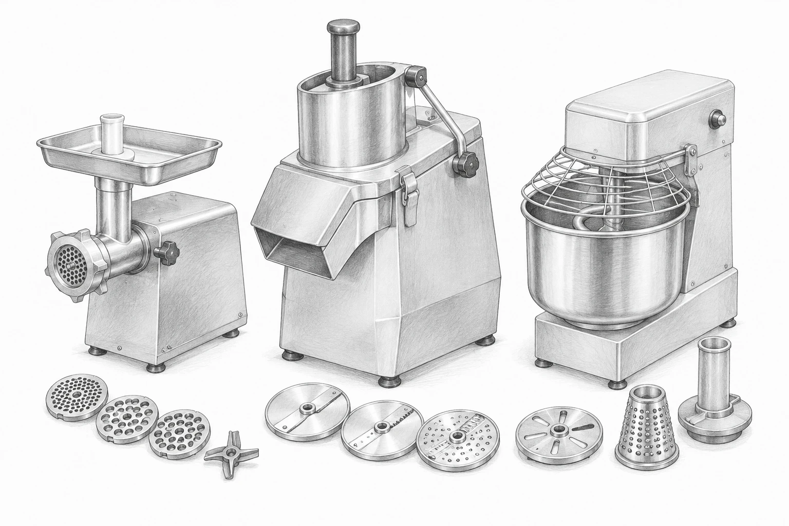 Машины для переработки мяса, овощей и теста (оборудование для механической обработки продуктов на предприятиях общественного питания) — основной вид